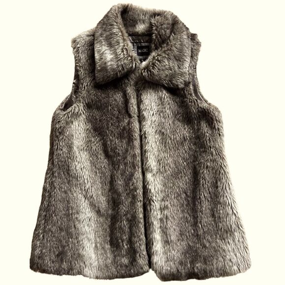 MAGIC Faux Fur Vest High Neck Color Brown Size M. - Picture 6 of 8